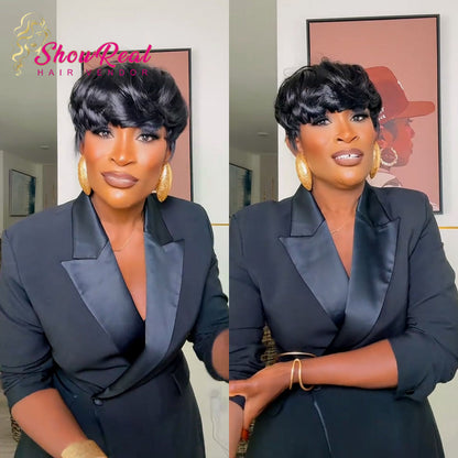 【Rafialuxe same】Showreal 0501 Bowl Cut Pixie Cut Human Hair Wigs for Black Women (0501)