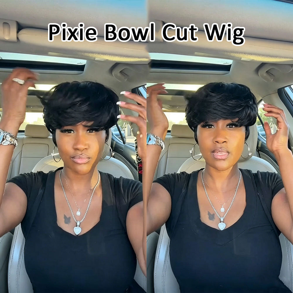 【KiKi Same】Bowl Cut Pixie Cut Wigs Human Hair For Women（0501-1B）