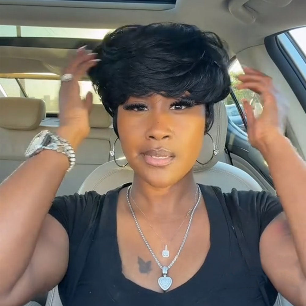 【KiKi Same】Bowl Cut Pixie Cut Wigs Human Hair For Women（0501-1B）