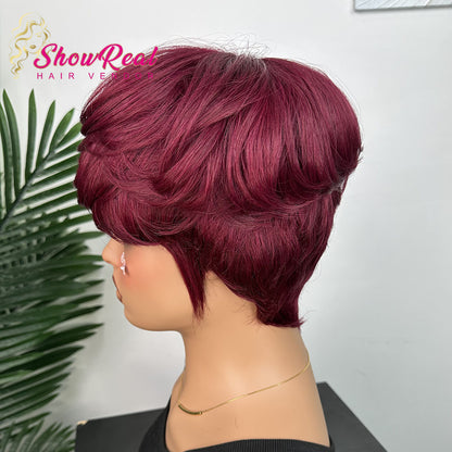 Showreal Bowl Cut Pixie Cut Wigs Human Hair for Black Women Pixie Cut Human Hair Wig Glueless Wigs Full Machine Made（0501）