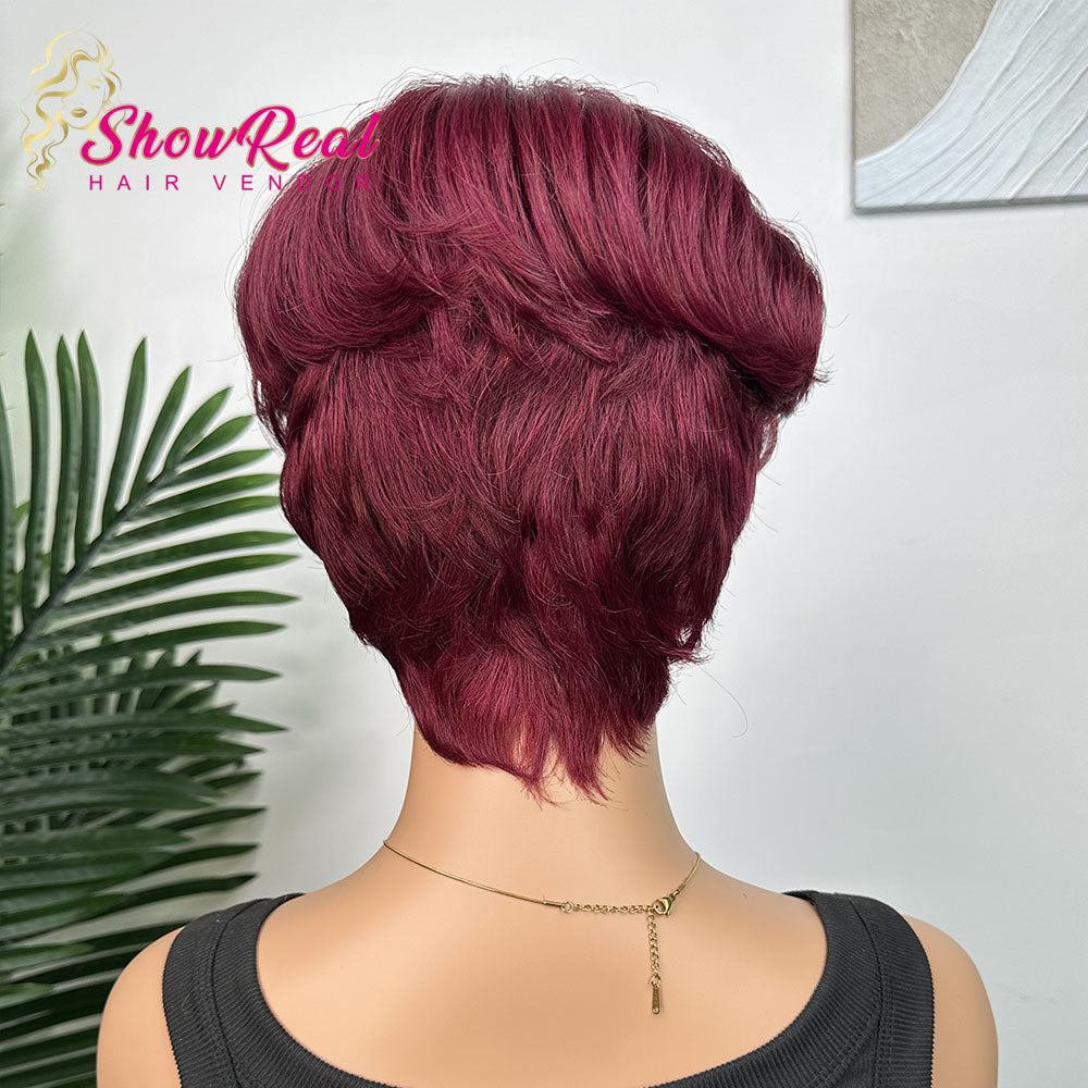 Showreal Bowl Cut Pixie Cut Wigs Human Hair for Black Women Pixie Cut Human Hair Wig Glueless Wigs Full Machine Made（0501）