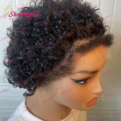 Showreal Hair 13x4 Lace BOB Wig Curly Lace Front Human Hair Wig (0503-13x4 1B)