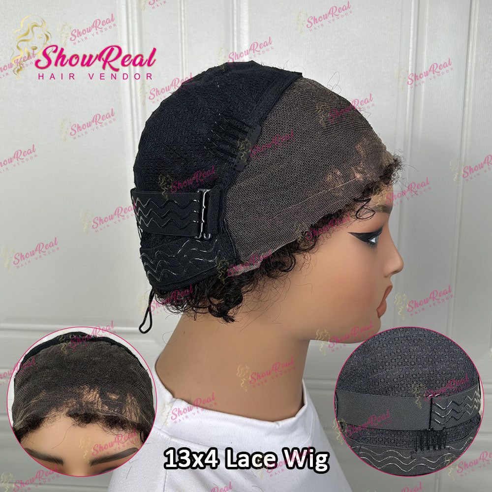 Showreal Hair 13x4 Lace BOB Wig Curly Lace Front Human Hair Wig (0503-13x4 1B)