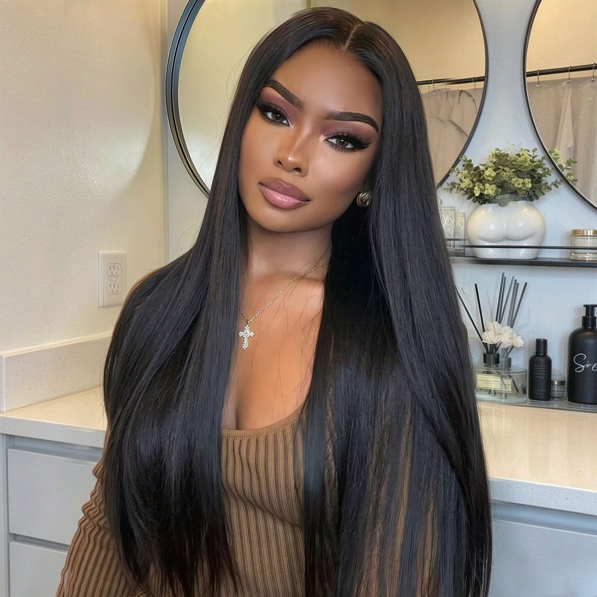 Showreal Hair 360 HD Lace Frontal Straight Wig Face Framing Snug Fit All Sizes Human Hair Wigs
