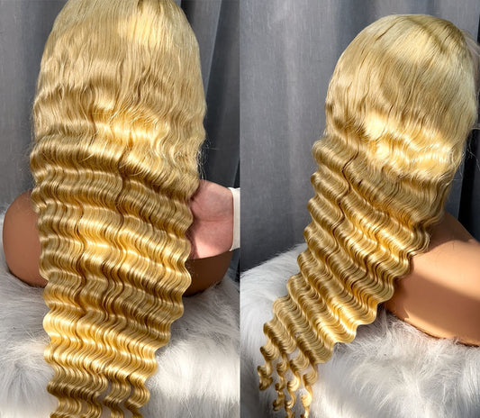 Customized Blonde 613 Lace Front Wigs Deep Wave Human Hair Lace Frontal Wig 13X4 HD Lace Frontal Wig Human Hair for Women