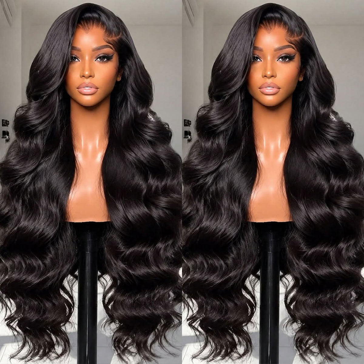 Showreal Hair 360 Lace Front Wigs Body Wave 360 Lace Wig HD Lace Frontal Wigs Black Color