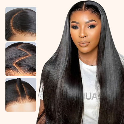 ShowReal Hair HD Lace Wig Straight 13x6 Lace 100% Human Hair Wigs Seamless Fit All Skins