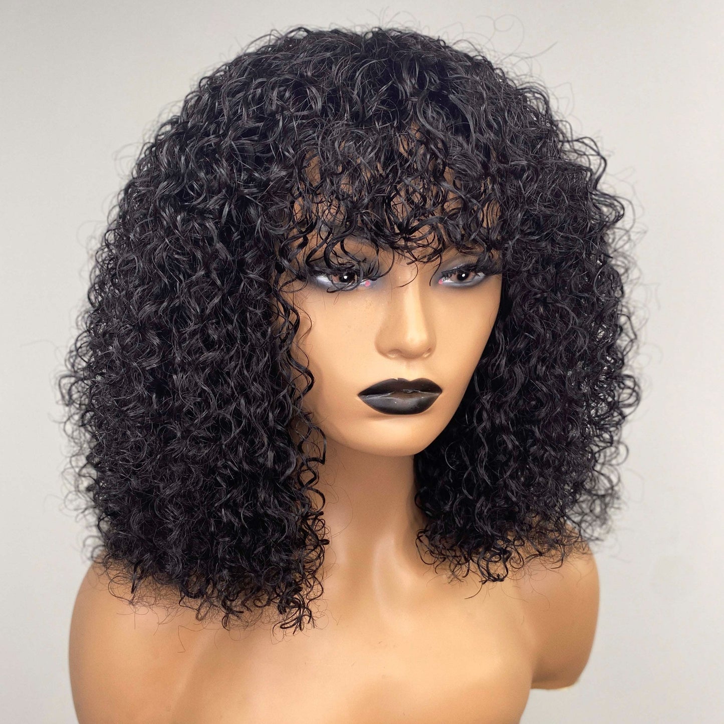 250% Density Pixie Curly Wig Double Drown Machine-Made  Glueless Wig Natural Color Remy Human Hair Wig 16 inch For Black Women