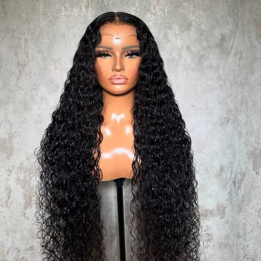 ShowReal Pre Everything 13x4 Lace Front Wigs Water Wave Lace Front Wig  5x5 HD Lace Frontal  Wigs For Black Women Natural Black 180% Density