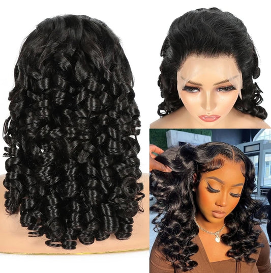 ShowReal Vietnames 250% Density Double Drawn Bouncy Loose Wave 13X4 HD Lace Glueless 30" Raw Human Hair Lace Frontal wigs