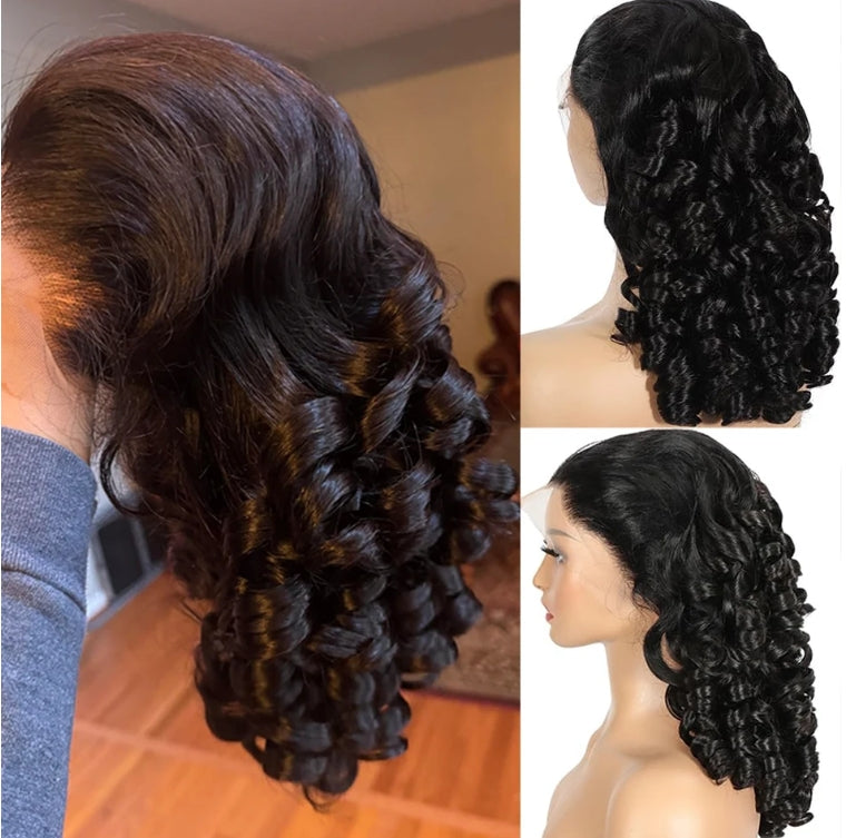 ShowReal Vietnames 250% Density Double Drawn Bouncy Loose Wave 13X4 HD Lace Glueless 30" Raw Human Hair Lace Frontal wigs