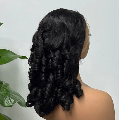 ShowReal Vietnames 250% Density Double Drawn Bouncy Loose Wave 13X4 HD Lace Glueless 30" Raw Human Hair Lace Frontal wigs