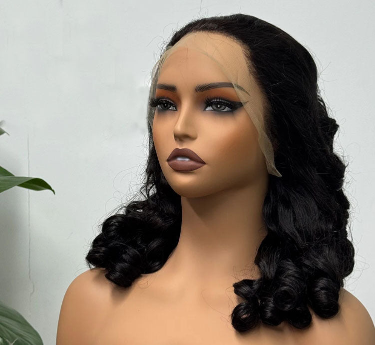 ShowReal Vietnames 250% Density Double Drawn Bouncy Loose Wave 13X4 HD Lace Glueless 30" Raw Human Hair Lace Frontal wigs