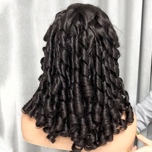 Customized Wig 180% Density Bouncy Egg Curly 13X4 Transparent Lace Front Human Hair Wig for Women Natural Hairline Preplucked with Baby Hair Bleached Knots