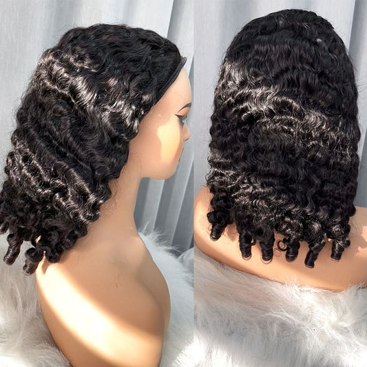 Customized Wig Deep Wave Eeg Curly Drawstring Ponytail Human Hair Ponytails #1B Natural Black Curly Clip In Hair Extensions For Daily Cosplay 1 Piece