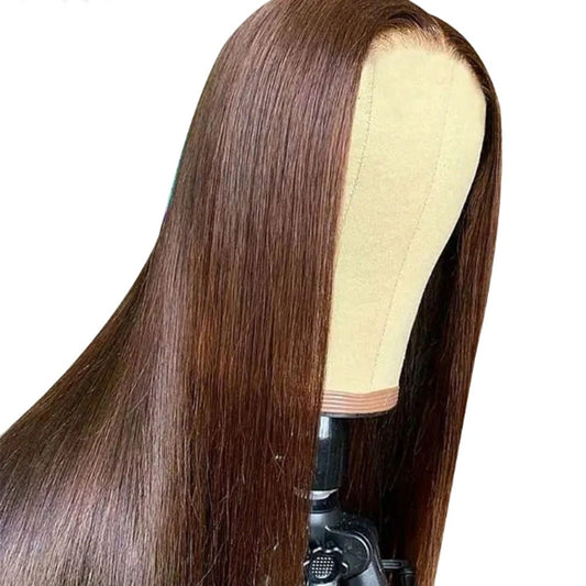 Customized Wig Chocolate Brown Glueless Straight Wig Wear Go 13X4 Lace Front Wigs Ready To Go Human hair 13x4 Lace Closure Wigs For Women