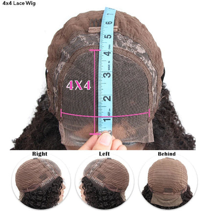Customized Wig 250% Density  Short Kinky Curly Ready to Wear Glueless Wigs Pre Cut Lace Bleachde Konts Closure Wigs Human Hair Wig Lace Front Wigs Pre Plucked For Women 4x4 HD Lace Closure Wig