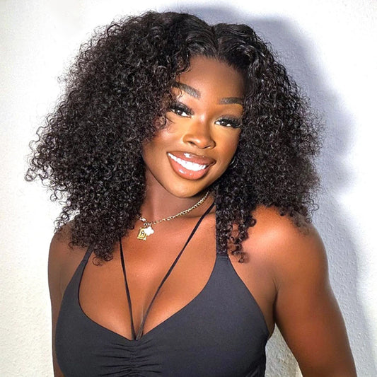 Customized Wig 250% Density  Short Kinky Curly Ready to Wear Glueless Wigs Pre Cut Lace Bleachde Konts Closure Wigs Human Hair Wig Lace Front Wigs Pre Plucked For Women 4x4 HD Lace Closure Wig
