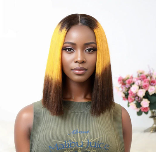 Customized Wig 13x4 Lace Front Wig Short Bob Wig Super Double Drawn Straight Bob Wig Vietname Human Hair Yellow 3T Lace Wig For Black Women