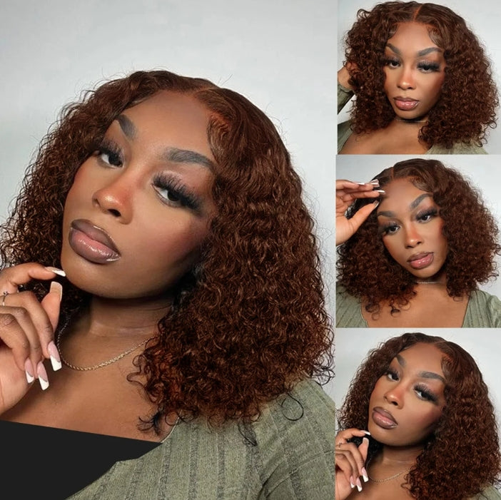 Customized Wig Brown 13x4 Curly Bob Wig Natural Black Deep Wavy Short Bob Wig 220% Density Lace Front Wig Remy Human Hair Wig for Black Women Deep Wave Human Hair Wig Preplucked For Woman Short Curly Wigs