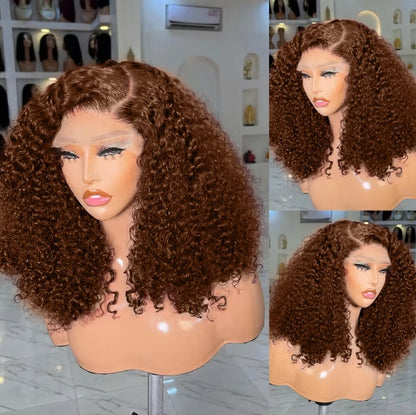 Customized Wig Brown 13x4 Curly Bob Wig Natural Black Deep Wavy Short Bob Wig 220% Density Lace Front Wig Remy Human Hair Wig for Black Women Deep Wave Human Hair Wig Preplucked For Woman Short Curly Wigs