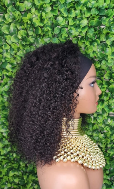 ShowReal Kinky Curly Human Hair Headband Wig For Black Women 180% Density Glueless Brazilian Remy Jerry Curl Full Machine Made Hair No Glue Ready To Wear Natural Brazilian Wigs With Headband