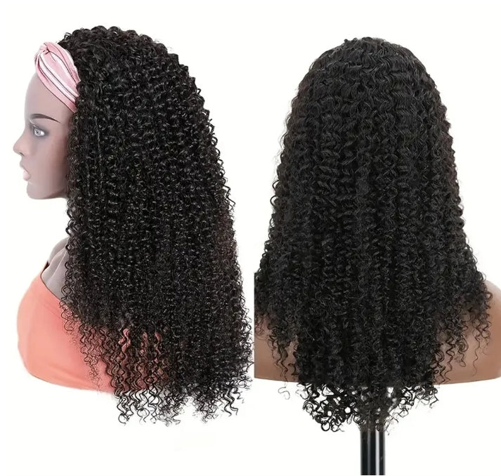 ShowReal Kinky Curly Human Hair Headband Wig For Black Women 180% Density Glueless Brazilian Remy Jerry Curl Full Machine Made Hair No Glue Ready To Wear Natural Brazilian Wigs With Headband