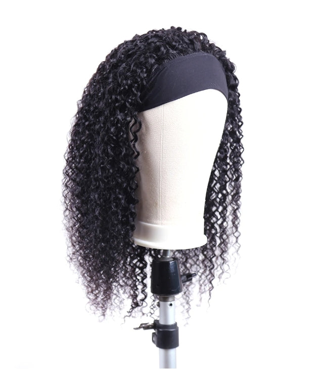 ShowReal Kinky Curly Human Hair Headband Wig For Black Women 180% Density Glueless Brazilian Remy Jerry Curl Full Machine Made Hair No Glue Ready To Wear Natural Brazilian Wigs With Headband