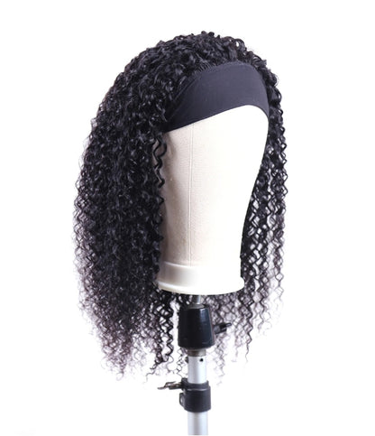 ShowReal Kinky Curly Human Hair Headband Wig For Black Women 180% Density Glueless Brazilian Remy Jerry Curl Full Machine Made Hair No Glue Ready To Wear Natural Brazilian Wigs With Headband