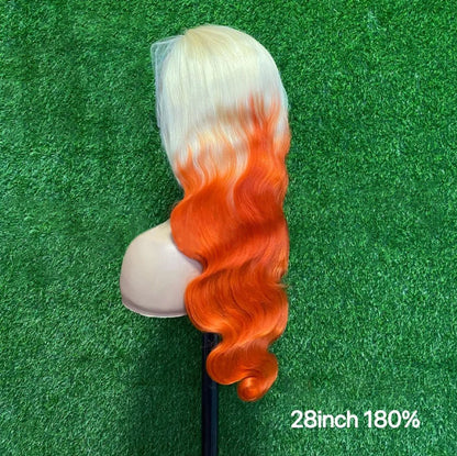 Customized Wig Highlight Deep Wave Body Wave 13x4 Lace Front Wig Go Glueless Wig Blonde 613 Orange Wig 13x4 Lace Front Human Hair Wigs For Women Brazilian Lace Frontal Wig 180% Density