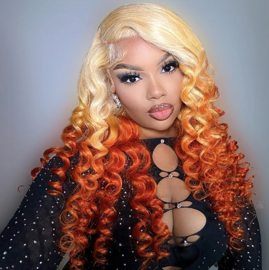 Customized Wig Highlight Deep Wave Body Wave 13x4 Lace Front Wig Go Glueless Wig Blonde 613 Orange Wig 13x4 Lace Front Human Hair Wigs For Women Brazilian Lace Frontal Wig 180% Density