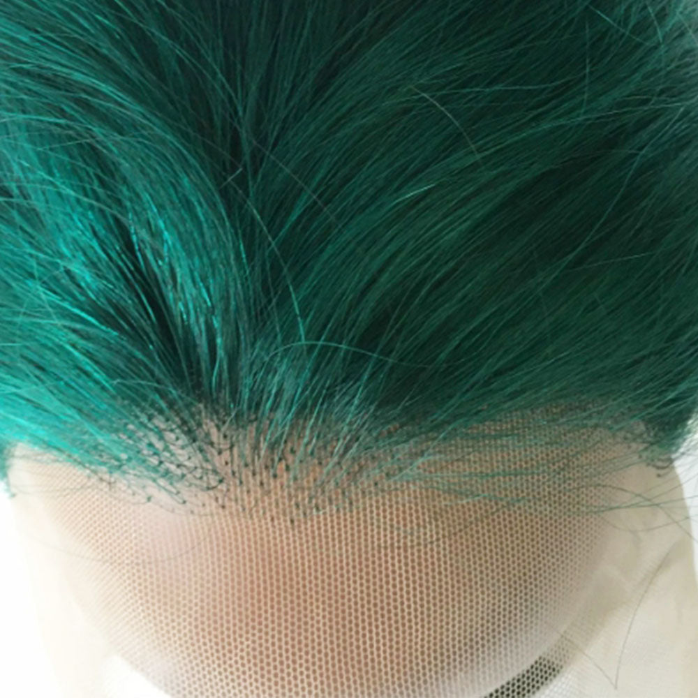 Customized Wig Highlight Emerald Green Colored 180% Bone Straight 13x4 Lace Frontal Wigs Human Hair Pre Plucked 4x4 Closure Wigs For Women