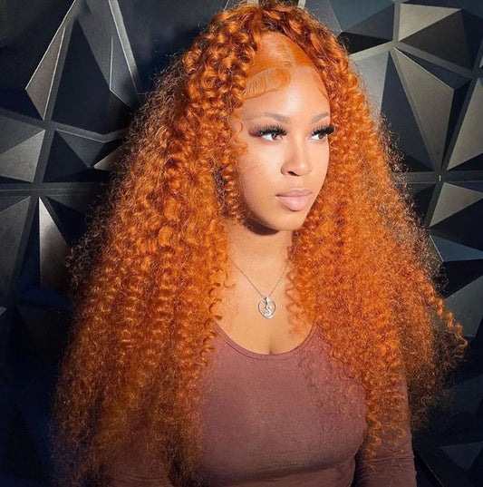 ShowReal Orange Ginger 13x4 13x6 HD Lace Front Wig Deep Curly Human Hair Wigs 30 32 Inch Deep Wave Frontal Wig 13x4 Lace Front Human Hair Wig for Black Women 180% Denisty