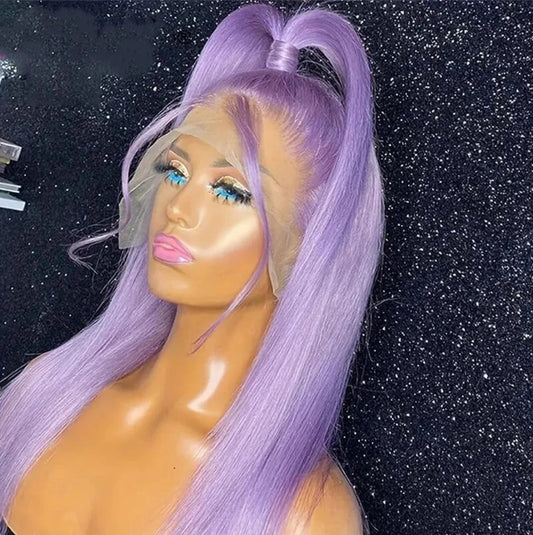 Customized Wig Lavender Purple 13x6 13x4 Lace Front Human Hair Wig Brazilian Human Hair Lace Frontal Wig Pre Plucked Long Straight Lavender Colored Lace Wigs for Black Women