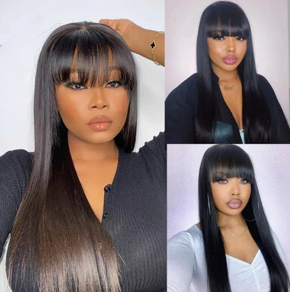 ShowReal Blonde Short BOB 3x1 Middle Lace Part Glueless Human Hair Wig Ready To Go Brazilian 1b/30 Straight Human Hair With Bangs For Women