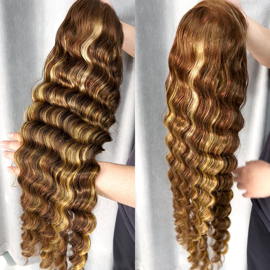 Customized Wig 4/27 Loose Deep Wave 13x4 lace Front Wig Deep Wave Human Hair Lace Front Wigs  For Women Wear And Go Human Hair 180% Density Lace Front Wigs Human Hair 12A Real Pre Bleached