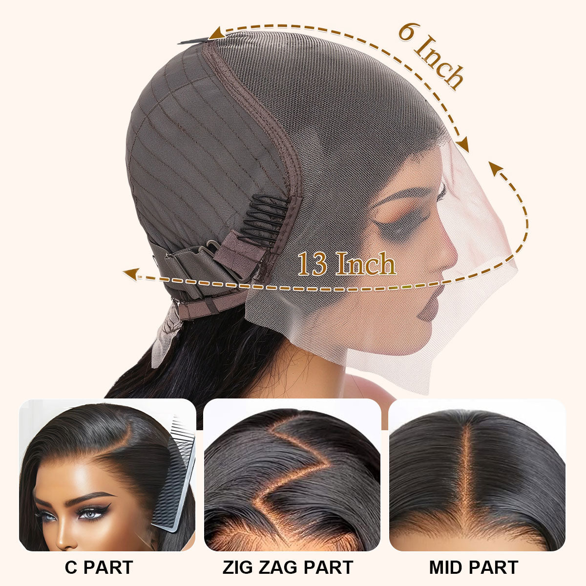 Body wave 13x6 HD Human Hair Lace Front Wig 100% Human Hair Wigs Seamless Fit All Skins