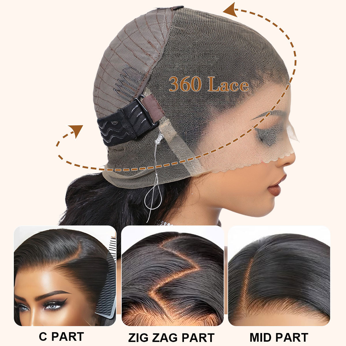 Showreal Hair 360 Lace Front Wigs Body Wave 360 Lace Wig HD Lace Frontal Wigs Black Color