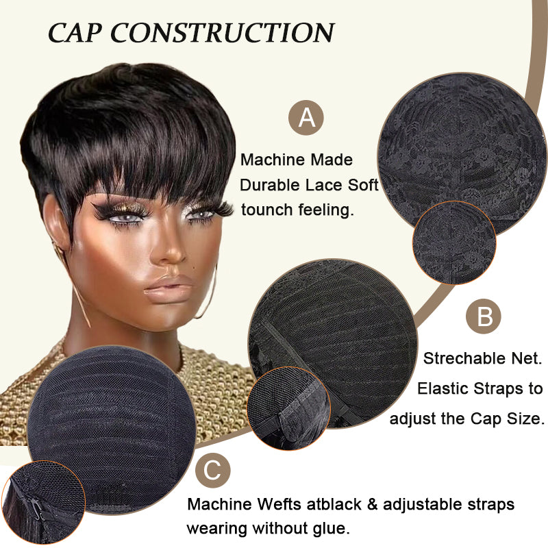 (Denise Same) Pixie Cut Wigs Human Hair (036-1B)