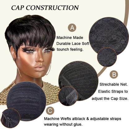 (Denise Same) Pixie Cut Wigs Human Hair (036-1B)
