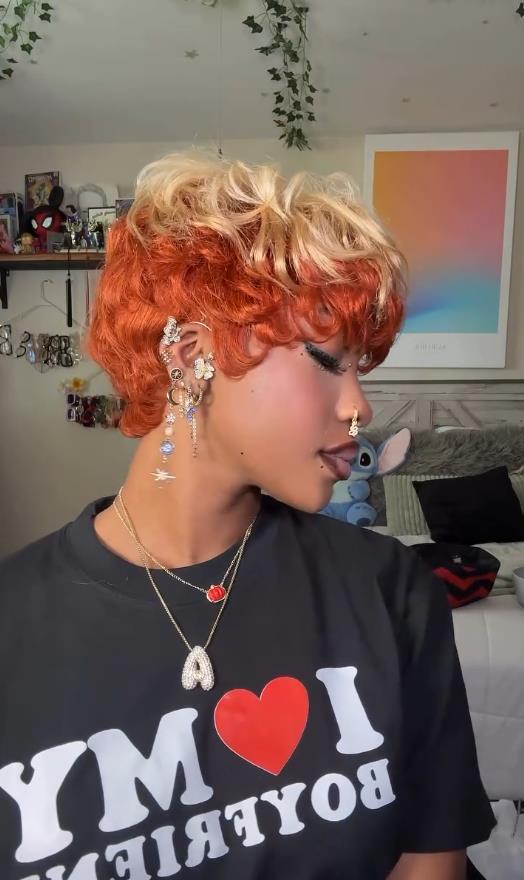 Blonde Pixie Cut Wig Human Hair Wigs For Black Women Short Pixie Cut Human Hair Wigs With Bangs Virgin Human Hair(001-613/350)