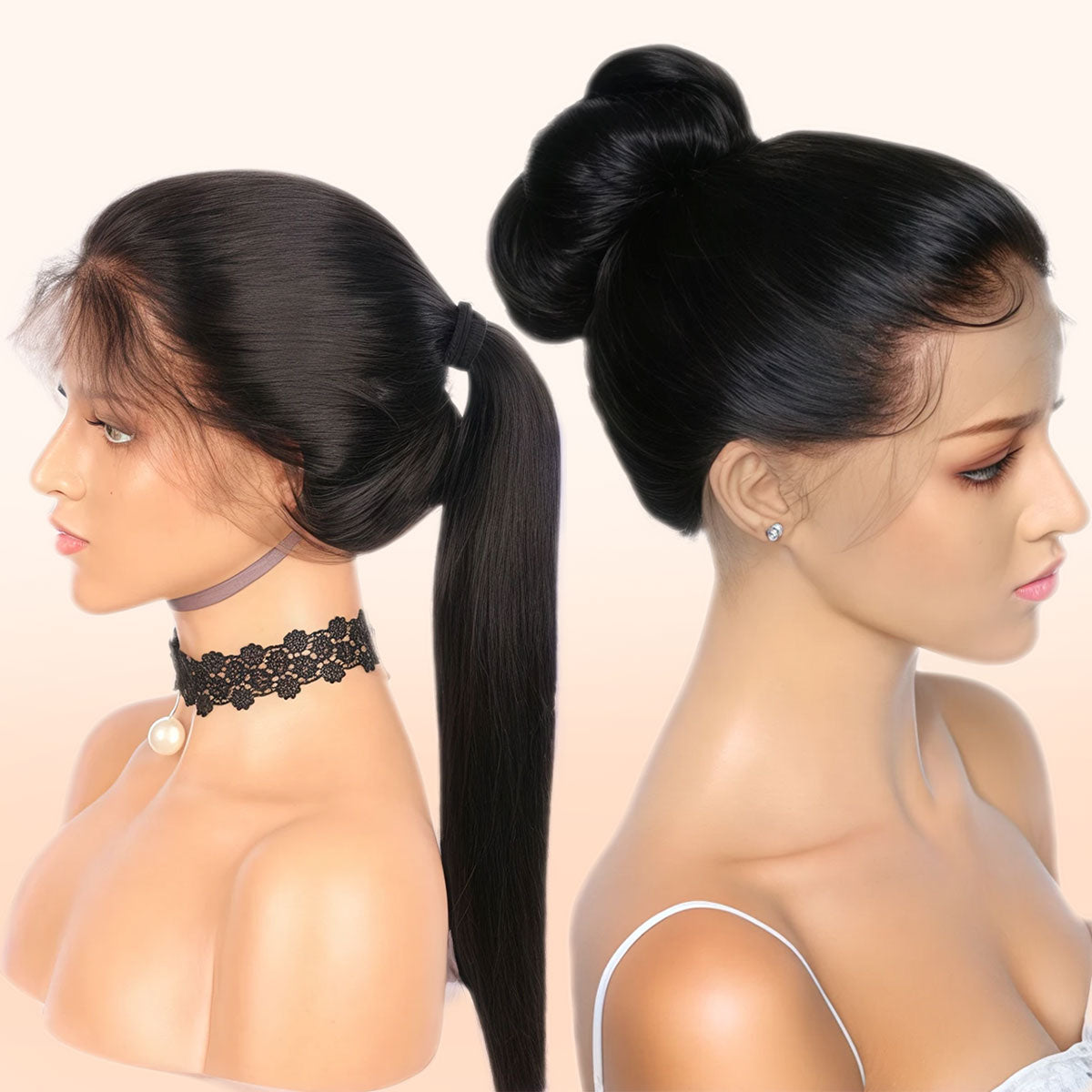 Showreal Hair 360 HD Lace Frontal Straight Wig Face Framing Snug Fit All Sizes Human Hair Wigs