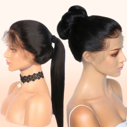 Showreal Hair 360 HD Lace Frontal Straight Wig Face Framing Snug Fit All Sizes Human Hair Wigs