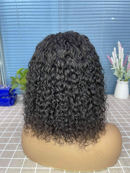 Jerry Curly Short Bob Human Hair 4x4 Lace Closure Human Hair Wig Gluless Wigs Natural Black Color Bob Wig Hair Real Hair Wig Fashion Woman Glueless Wig For Black Girl