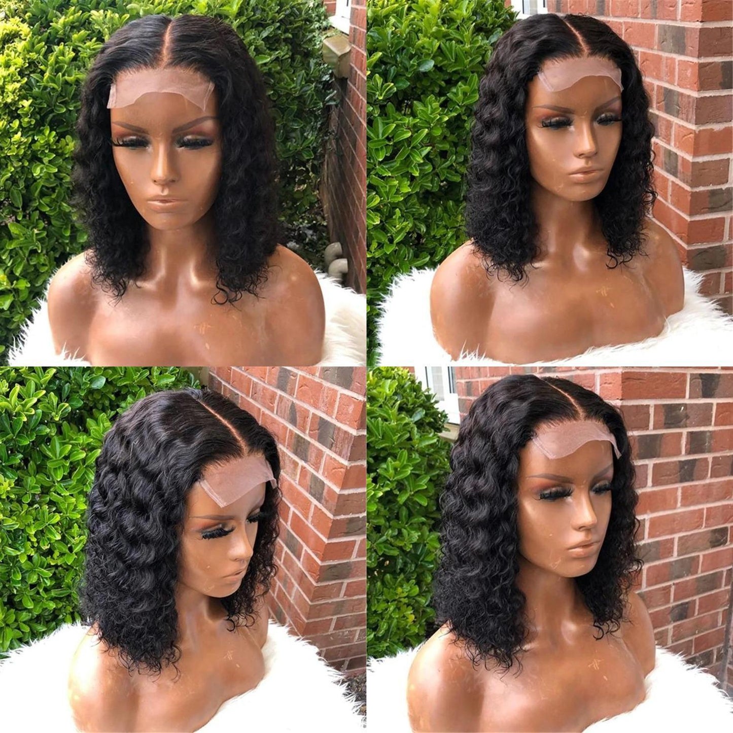 Jerry Curly Short Bob Human Hair 4x4 Lace Closure Human Hair Wig Gluless Wigs Natural Black Color Bob Wig Hair Real Hair Wig Fashion Woman Glueless Wig For Black Girl