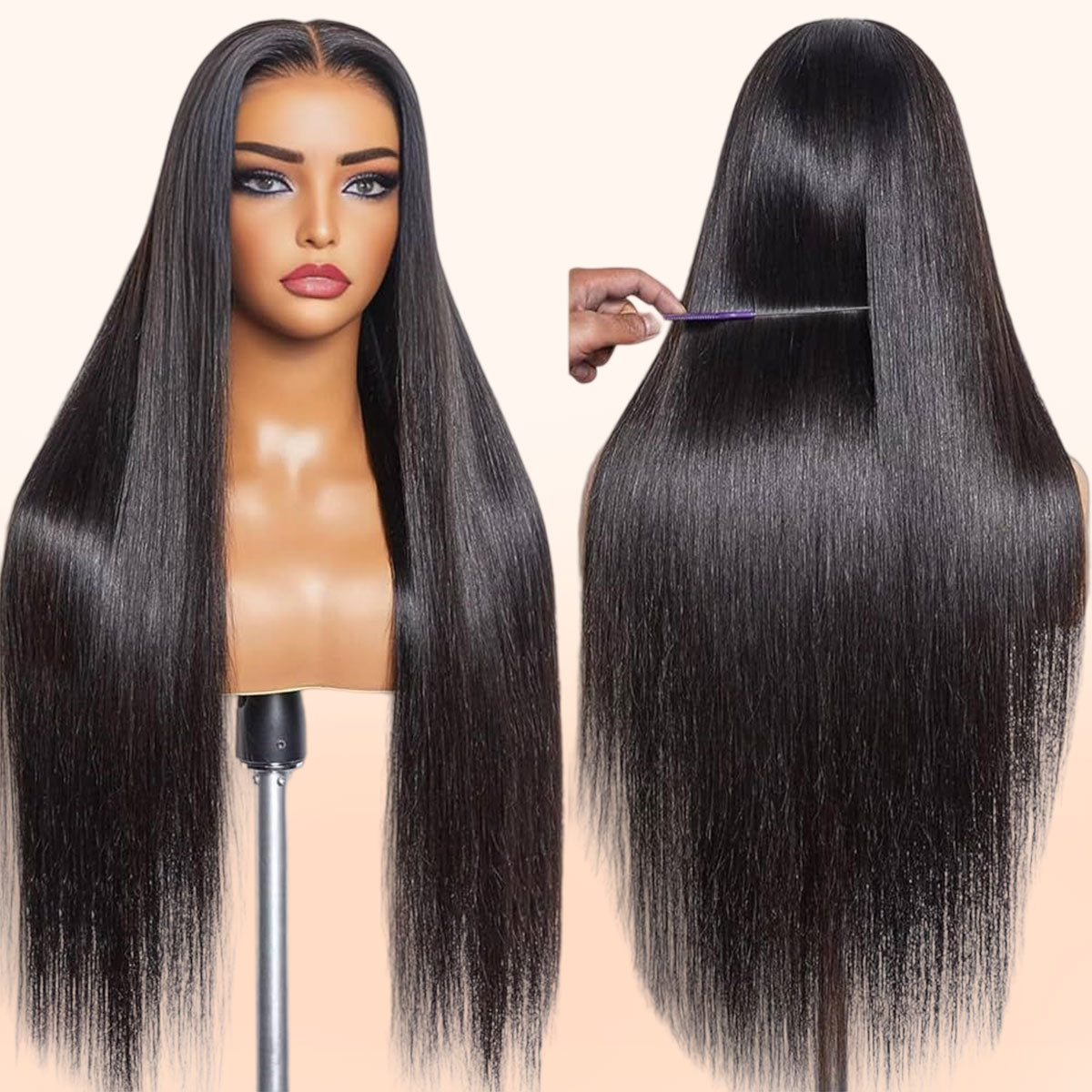 Showreal Hair 360 HD Lace Frontal Straight Wig Face Framing Snug Fit All Sizes Human Hair Wigs