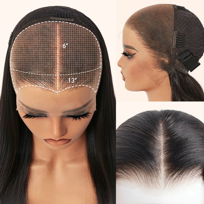 ShowReal Hair HD Lace Wig Straight 13x6 Lace 100% Human Hair Wigs Seamless Fit All Skins