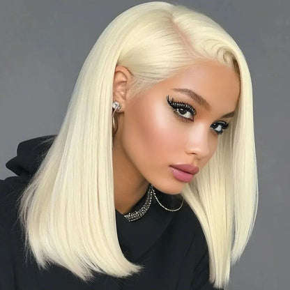 ShowReal Five Colors Bob 13x4 HD Transparent Lace Frontal Straight Bob Human Hair Wig Black Burgundy Highlight Ginger Color for Black Women