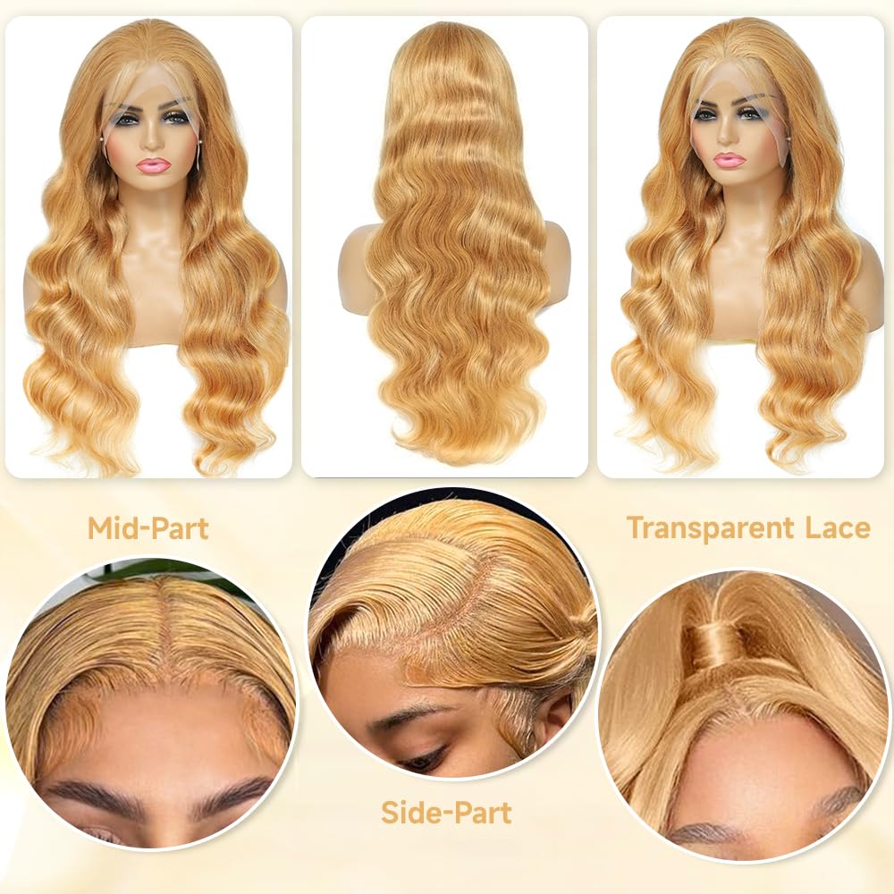 ShowReal 30 Inch 13x6 HD Lace Frontal Wig #27 Color 1b/30 Body Wave 13x4 Transparent Lace Front Wig For Women 13x4 HD Transparent Lace Frontal Wig Body Wave Human Hair Wigs For Women