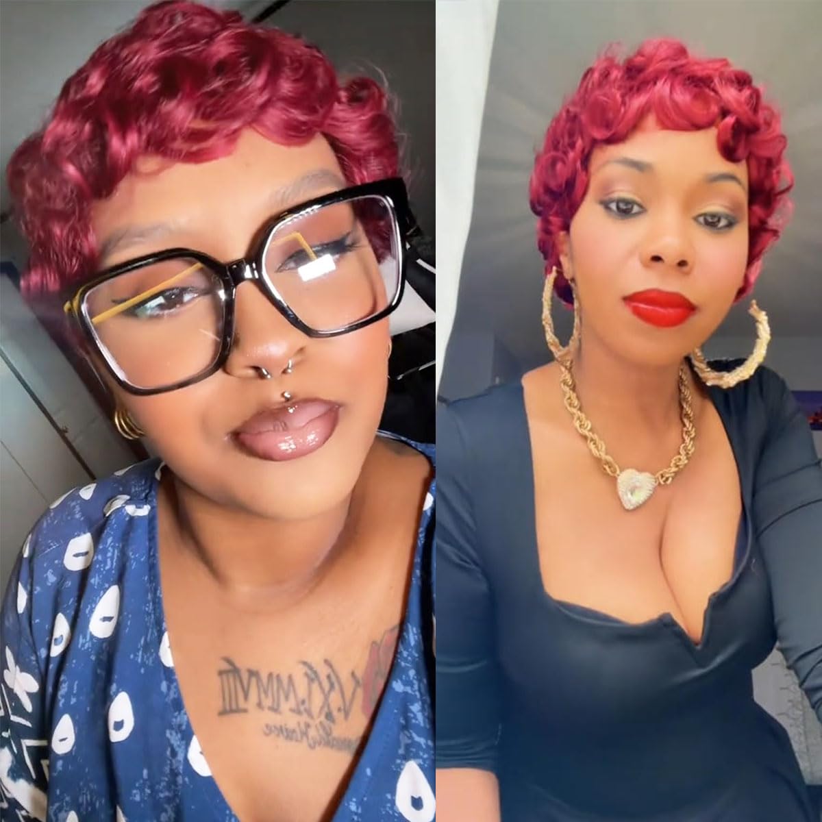 Showreal 99j Pixie Wigs Pixie Cut Curly Wig for Black Women Pixie Cut Human Hair Wig Glueless Wigs Full Machine Made (025-99J)